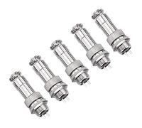 5 Pcs/Set Connecteur de l'aviation Prise d'aviation 10A 125V 2 broches GX12 Connecteur mâle/femelle de prise d'aviation en métal de panneau, Terminaux
