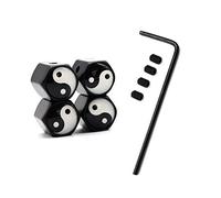 5 Pcs/Set Pneumatique Valve Capuchons Anti-vol en Alliage De Zinc De Style Tai Chi pour Voitures VW Audi Toyota Toyota BMW BMW (Noir)
