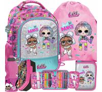 5 pcs. Set sac à dos pour l'école 18l sac à plumes boîte à pain sac à dos ; LOL Surprise