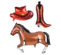 5 Pcs/set Western Cowboy Cheval Bottes Chapeaux Star Foil Ballon Garçons Fête D'anniversaire Bébé Douche Décoration 2026 Nouvel An Fournitures