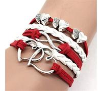 5 Pcs/Set Wrap Bracelets Cuir Corde Bracelet Fête d'anniversaire Bijoux Cadeaux pour Femmes Filles, RougeOpération Facile