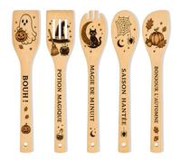 5 Pcs Spatules en Halloween Decoration de Cuisine, Decoration Halloween | Ustensiles Modèle Fantôme, Chat, Sorcière, Araignée et Citrouille, Cadeau Halloween pour Cuisine et Halloween Décoration