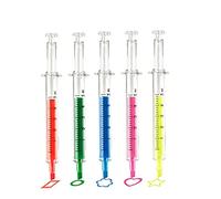 5 Pcs Stylos De Seringue Surligneurs Multi-couleurs Multi-couleurs Liquides À Bille À Billes Lisses Stylos À Boule De Gel Lisse Pour Les Élèves Enfants, Stylos De Surligneur, Stylos À Injection De