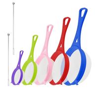 5 PCS Tamis Cuisine Plastique, Tamis Farine, Passoire de Cuisine avec Agitateur pour Filtrer Jus, Lait, Café, Riz et Légumes, Outils de Cuisine Multifonctions, Disponible en Diamètre 6/8/12/15/17cm