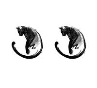 5 pcs Tatouage Ephemere Aquarelle Chat Noir Animal Mignon Tatouage Temporaire Étanche Hommes Et Femmes Anti-Vrai Littérature Et Art Peints À La Main Petits Autocollants Frais