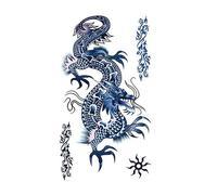 5 pcs Tatouage Ephemere Dragon Bleu Totem Tatouage Temporaire Étanche Hommes Et Femmes Grande Image Tatouage Anti-Sueur Tatouage Temporaire