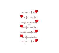 5 pcs Tatouage Ephemere Électrocardiogramme Rouge Ondulation Amour En Forme De Tatouage Temporaire Hommes Et Femmes Étanche Simulation Tatouage Temporaire Tatouage