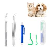 5 pcs Tire Tique, Pince à Tique de en Acier Inoxydable, Tique Remover Stylo Anti-Tiqueet Crochet à Tiques en Plastique, Accessoires Anti Tiques pour Chiens et Chat, Pince à Tiques 5 en 1 avec Étui