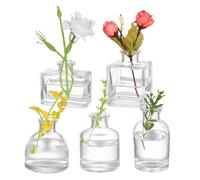 5 Pcs Vases Decoratifs pour Table, Vase Transparent Verre, Vase Fleur, Soliflore en Verre, Vases Decoratif pour Decoration Mariage Champetre Deco Maison Salon