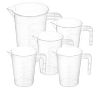 5 Pcs Verre Doseur en Plastique, 50ml 100ml 250ml Tasses Doseuses de Précision, Tasses à Mesurer Graduée, Verres à Mesurer avec Poignées,Tasse à Mesurer pour Laboratoire Cuisson Cuisine Pâtisserie