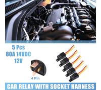5 Pcs Voiture Relais avec Prise Harnais 4 Broche 12V 80Amp Modèle JD2912