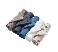 5 PcsGant De Toilette Mouchoir En Mousseline Bavoir D'Alimentation Lavage Du Bébé Lingettes Pour Le Visage Et Les Mains Serviettes Carrées En Coton Pour Bébé Débarbouillettes Pour Le Corps Et Le Bleu
