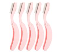 5 peignes à cils à poignée courbée, peigne à dents pliable en acier inoxydable pour les sourcils et les cils, pinceau de maquillage portable rose au design ergonomique pour le voya