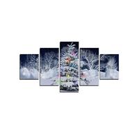 5 peintures à l'huile contemporaines sur toile Neige glace Pin Noël Décoration murale pour le bureau ou la maison