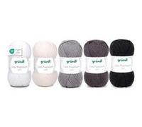 Gründl Laine Lisa Premium uni - Fil pour tricoter - Fil à crocheter - Doux et agréable pour la peau - 100% polyacrylique 5 pelotes 50 g / 133 m - Taille d’aiguille 3,5-4,5 -blanc-gris-noir