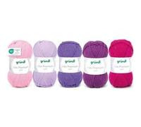 5 pelotes de laine - Rose, lilas, fuchsia, violet et pourpre - 100% acrylique - Gründl - Lisa Premium