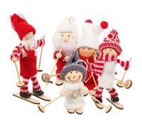 5 pendentifs en bois en forme de poupée de ski pour la maison et le commerce