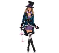 5 pices. Dlicieux Hatter robe dbardeur veste en velours ceinture noeud papillon chapeau MEDIUM MULTICOLORE
