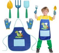5 Piece Garden Tools for Children,Dinosaur Boy Garden Tool Set,Garden Apron Garden Gloves Garden Shovel Garden Rake Garden Toys Set