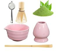 5 Piece Matcha Set,matcha set pink with strainer,matcha kit,Fouet Matcha,Macha Tea Set with Matcha Spoon,Whisk Holder,Matcha Balai,Shovel,Strainer,Matcha Kit Traditional Tea Ceremony Best Gift-A