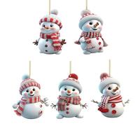 5 Pièce Mini Décorations de Noël en Acrylique, 2D avec Ficelle Père Noëls Artisanat Petites Décoration de Noëls en Acrylique pour Décoration de Sapin de Noël