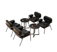 5-Piece Modern Waiting Room Chair Set - Upholstered Leatherette Chairs with Iron Frame & Round Table Commercial Seating for Living, Office Break(2)