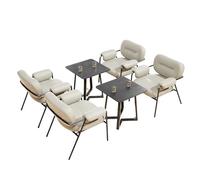 5-Piece Modern Waiting Room Chair Set - Upholstered Leatherette Chairs with Iron Frame & Round Table Commercial Seating for Living, Office Break(7)