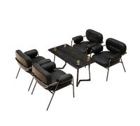 5-Piece Modern Waiting Room Chair Set - Upholstered Leatherette Chairs with Iron Frame & Round Table Commercial Seating for Living, Office Break(4)
