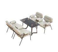 5-Piece Modern Waiting Room Chair Set - Upholstered Leatherette Chairs with Iron Frame & Round Table Commercial Seating for Living, Office Break(8)