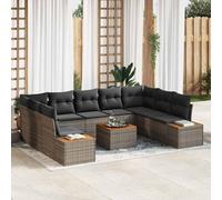 5-Piece Modular Outdoor Patio Sofa Set with Cushions, Grey All-Weather Wicker Sectional Furniture for Garden, Terrace, Poolside, Includes Side Tables and Storage Durable Powder-Coated Steel Frame