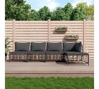 5-Piece Outdoor Patio Furniture Set with Cushions, Anthracite Wicker Rattan Sofa Sectional Conversation Set for Garden, Terrace, Poolside, All-Weather Resin Wicker and Frame, Comfortable Seating