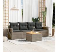 5-Piece Outdoor Patio Furniture Set with Cushions, Grey Wicker Resin Garden Sofa Set with Side Table, Modular Sectional Seating for Backyard, Terrace, Balcony, Durable Weather-Resistant Poly Rattan