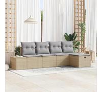 5-Piece Outdoor Patio Sofa Set with Cushions, Modern Poly Rattan Garden Furniture, Modular Sectional Conversation Set for Terrace, Balcony, Backyard, Durable Waterproof Wicker Lounge Seating