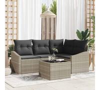 5-Piece Patio Furniture Set, Outdoor Sofa Sectional with Coffee Table, Light Gray All-Weather Wicker Rattan, Modern Garden Conversation Set for Poolside, Terrace, Backyard, Durable & Water-Resistant