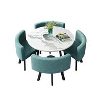 5-Piece Round Dining Set,Modern Table and 4 Chairs, Easy Assembly & Low Maintenance Space-Saving for Kitchen Nooks & Condos(A)