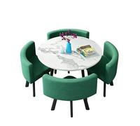 5-Piece Round Dining Set,Modern Table and 4 Chairs, Easy Assembly & Low Maintenance Space-Saving for Kitchen Nooks & Condos(B)