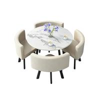 5-Piece Round Dining Set,Modern Table and 4 Chairs, Easy Assembly & Low Maintenance Space-Saving for Kitchen Nooks & Condos(D)
