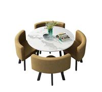 5-Piece Round Dining Set,Modern Table and 4 Chairs, Easy Assembly & Low Maintenance Space-Saving for Kitchen Nooks & Condos(C)