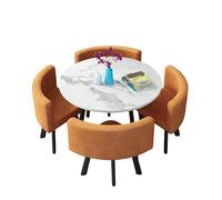 5-Piece Round Dining Set,Modern Table and 4 Chairs, Easy Assembly & Low Maintenance Space-Saving for Kitchen Nooks & Condos(F)