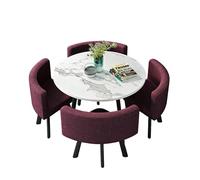 5-Piece Round Dining Set,Modern Table and 4 Chairs, Easy Assembly & Low Maintenance Space-Saving for Kitchen Nooks & Condos(I)