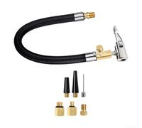 5-Piece Tire Inflator Hose Kit 10in EPDM Rubber | 5-piece set, 10in extension tube, pour presta adapter, ball needle, tapered nozzles, fit