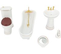 5 pièces 1:12 maison de poupée salle de bain ensemble mignon belle porcelaine meubles miniatures accessoires de jouets