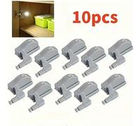 5 pièces, 10 pièces, Lumières de charnière LED, Lumières de charnière d'armoire et de placard, Lumières à induction LED, Convient pour porte d'armoire, porte de placard à chaussures et porte de placar