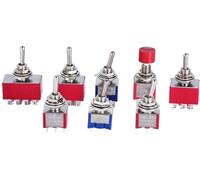 5 pièces 10 pièces MTS-102 103 MTS-202 203 interrupteur à bascule 6A 125VAC on on SPDT 6mm Mini interrupteur DPDT on off on Cap(Red MTS-223 reset,5pcs)