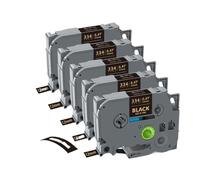 5 pièces 10 pièces TZe231 Compatible avec le ruban TZe-231 12mm 231 laminé noir sur blanc pour étiqueteuse PT H110(5PK Gold on Black)