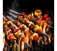 5 PièCes 10 Pouces Plat Ti Barbecue Brochettes ExtéRieur ArrièRe-Cour Pique-Nique Barbecue Griller Kabob Brochettes Bbq BâTons