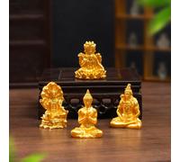 5 pièces/15 pièces/30 pièces Statuettes de Bouddha doré d'Asie du Sud-Est, divinités hindoues Shiva, Brahma en résine, convient pour le jardin, la maison, le bureau, la décoration de voiture, fournitu