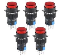 5 pièces 16mm bouton-poussoir momentané interrupteur lumière LED rouge bouton-poussoir rond 1 NO 1 NC lumière 12V
