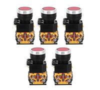 5 pièces 22mm 37V-440V bouton poussoir interrupteur à bouton-poussoir à réinitialisation automatique sans lumière (Rouge)