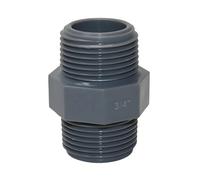 5 pièces 3/4 ''fil extérieur en PVC tuyau d'alimentation en eau directe raccord droit double dents extérieures vis extérieure longueur d'irrigation de jardin 45mm(Gray)